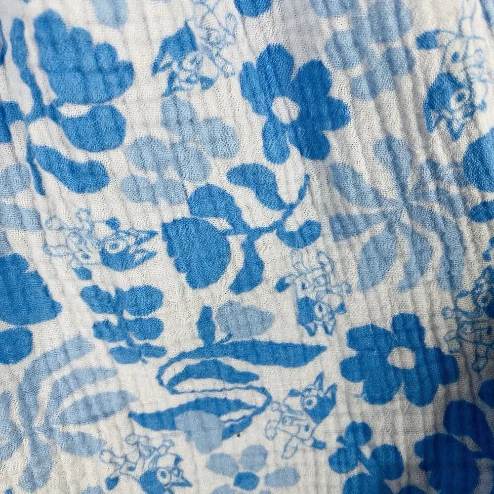Bluey Dress Large 10 12 Blue Cotton Gauze Flutter Sleeve